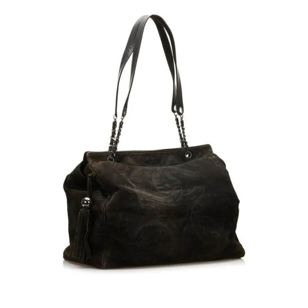 Chanel Triple Coco Mark Fringe Shoulder Bag Tote Bag Black - Picture 2 of 7
